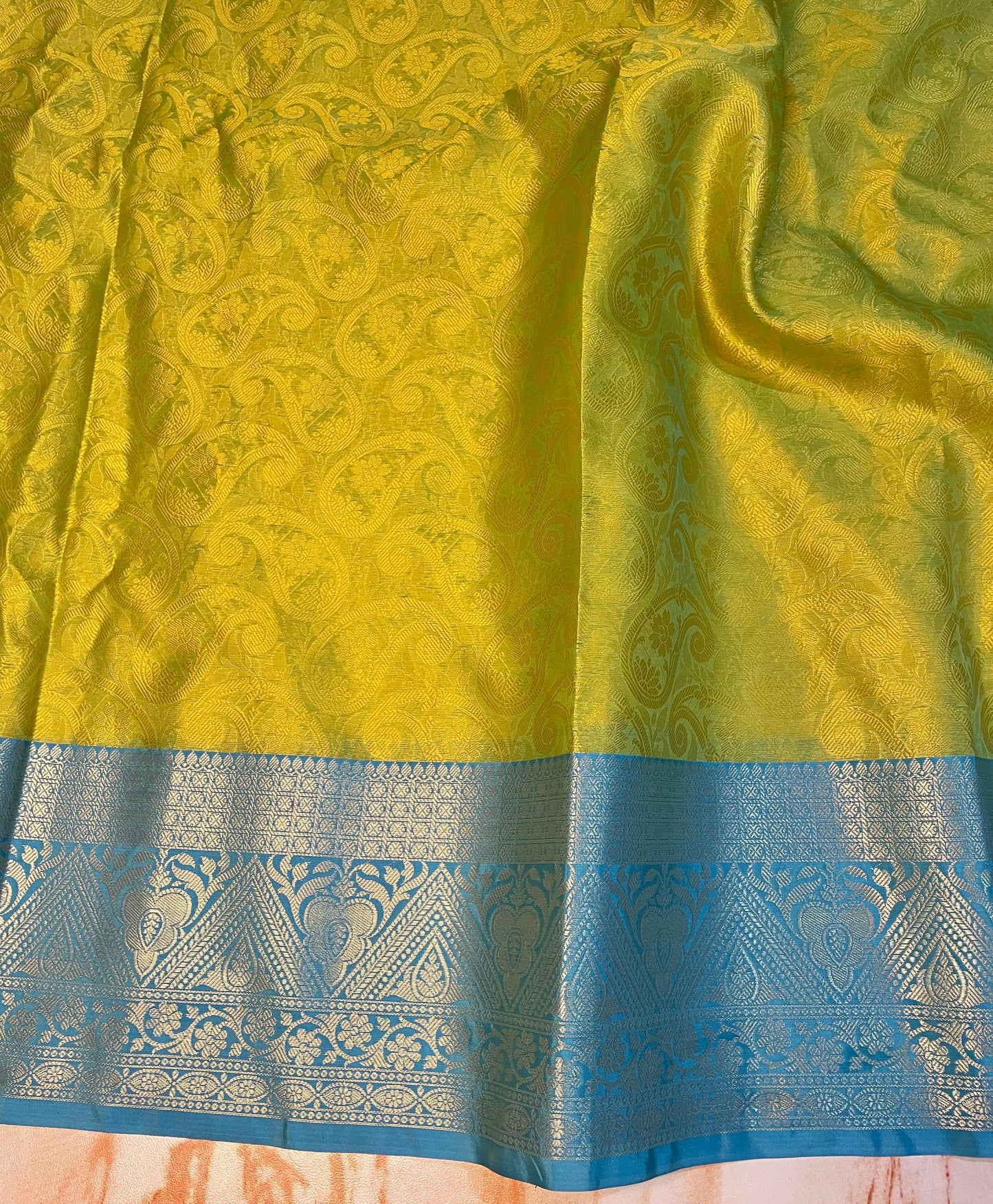 Pretty women's Green with Silver zari weaving skirt Border saree