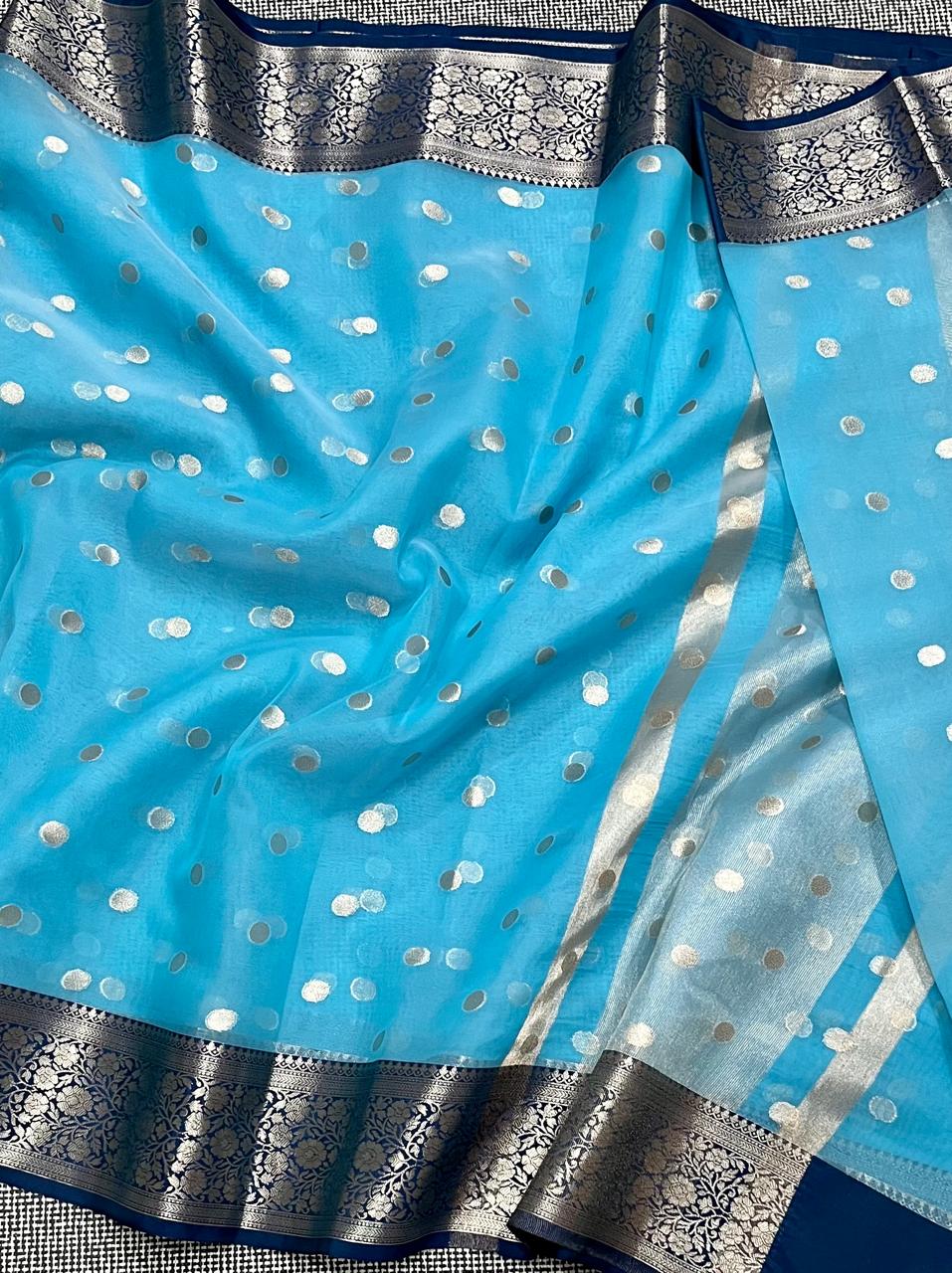 Banarasi Organza traditional butti pattern classy look saree