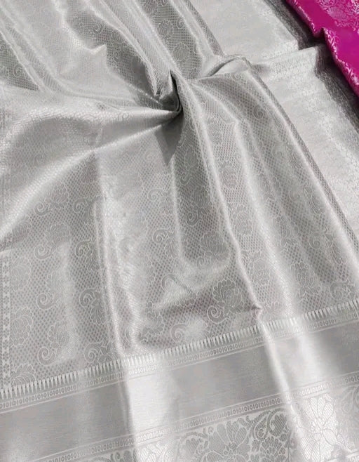 Premium Banarasi pink soft satin silk zari weaving saree