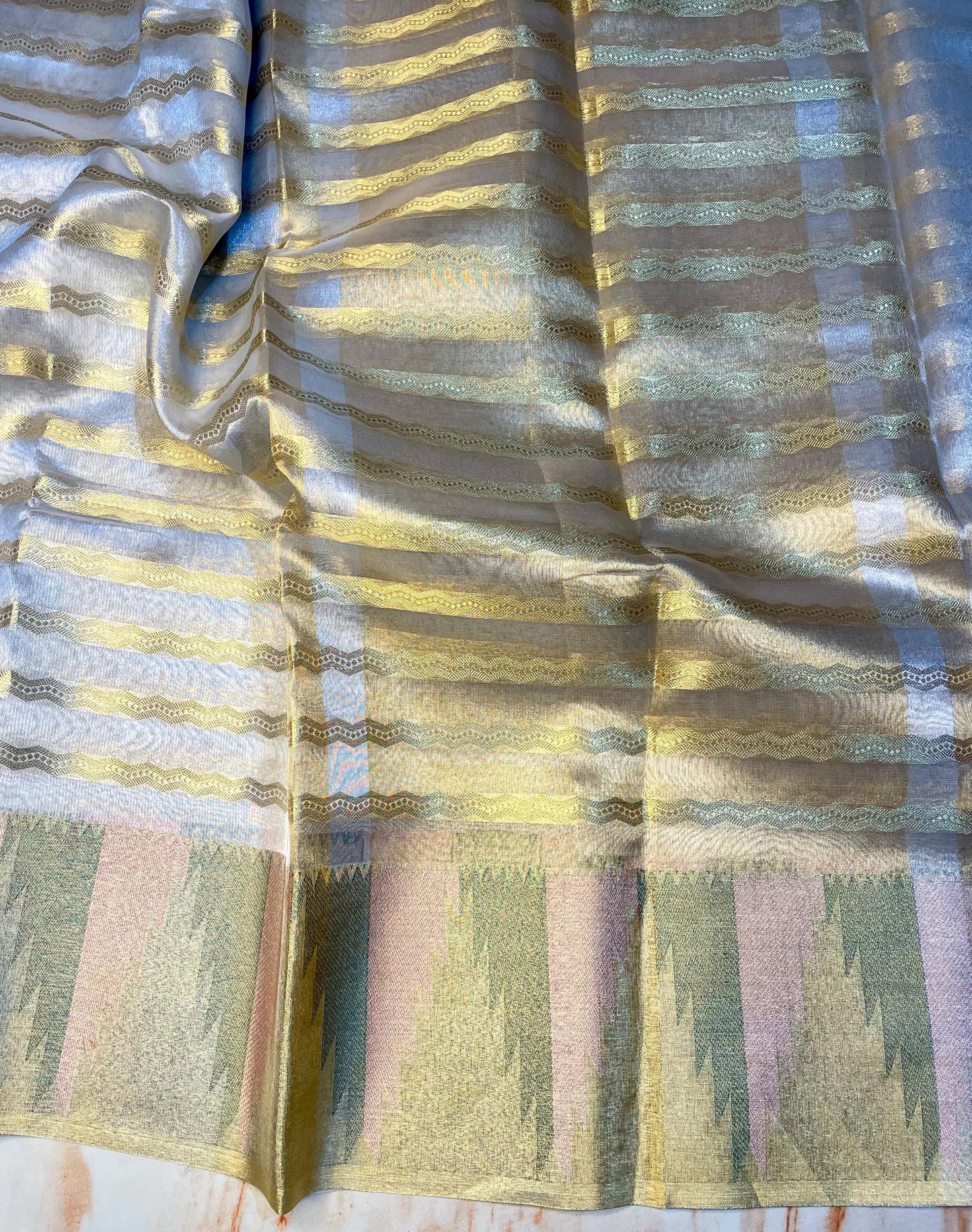 Attractive women's Silver zari Premium Tissue Silk saree