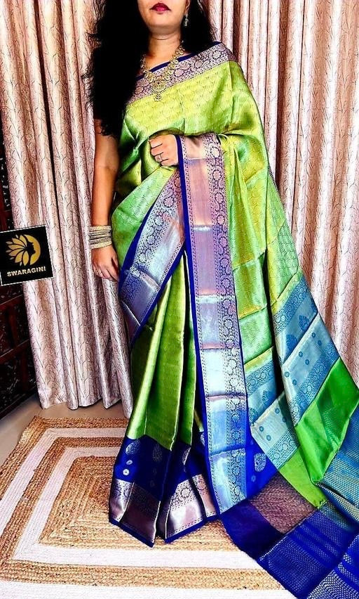 Trendy Kanjeevaram Wedding & party’s wear saree with unstitched blouse piece