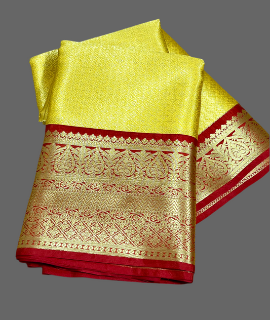 Premium Kanjeevaram gold tissue silk saree with blouse piece