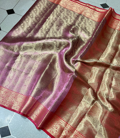 Most trendy Kanjeevaram purple tone Zari weaving saree