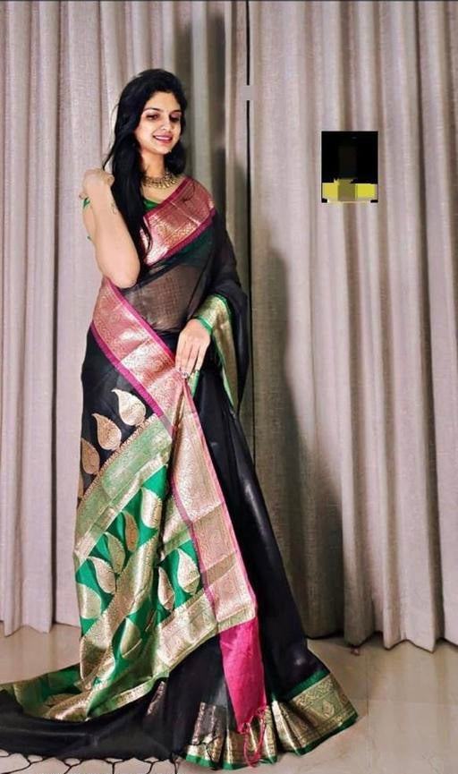 Traditional wear Kota checks Black With Dual Color Fancy Border sarees