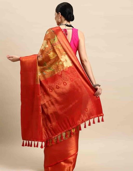 Women’s Kanchipuram digital print with Zari weaving Silk saree