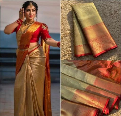 Celebrity inspired Kanjeevaram Tissue Silk saree with Unstitched blouse piece