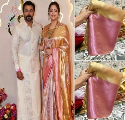 celebrity inspired Kanchivaram tissue silk saree with blouse piece