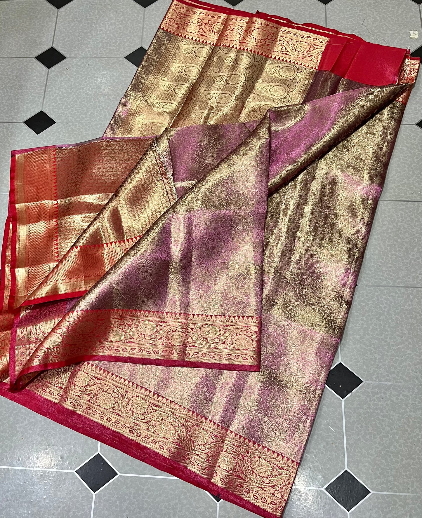 Most trendy Kanjeevaram purple tone Zari weaving saree