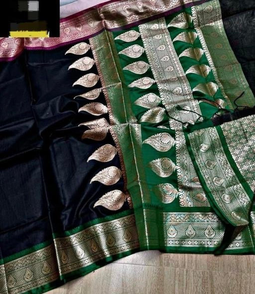 Traditional wear Kota checks Black With Dual Color Fancy Border sarees