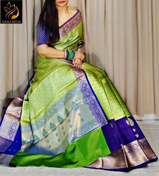 Trendy Kanjeevaram Wedding & party’s wear saree with unstitched blouse piece