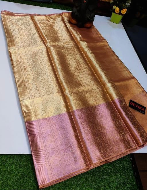 celebrity inspired Kanchivaram tissue silk saree with blouse piece