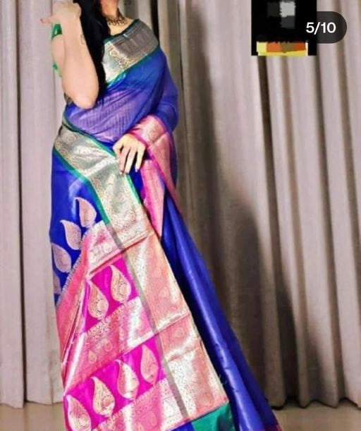 Traditional wear Kota checks Royal Blue With Dual Color Fancy Border sarees