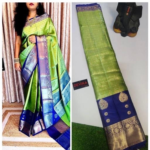 Trendy Kanjeevaram Wedding & party’s wear saree with unstitched blouse piece