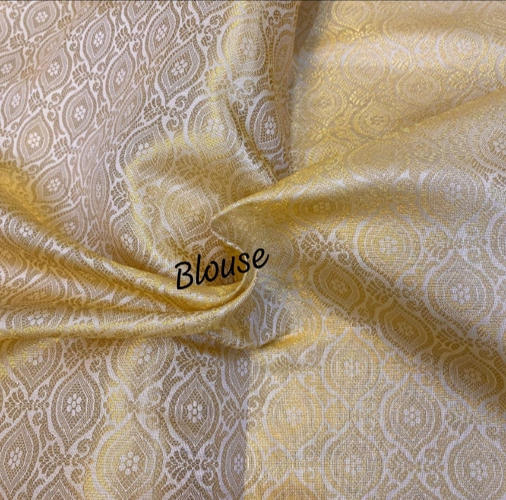 Exclusive Banarasi Glass Tissue Silk Gold zari Saree with  Contrast border & Pallu