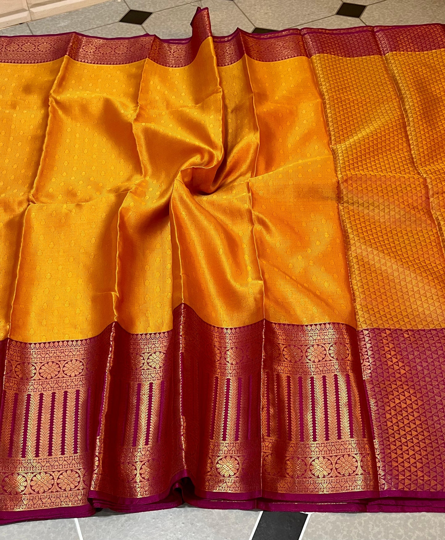 Kanjeevaram Kora Muslin Soft Silky Haldi and party’s wear zari weaving saree