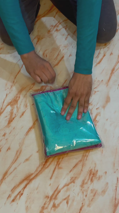 Elegent Traditional wear sea green kora nuslin tanchui parrtn sarees