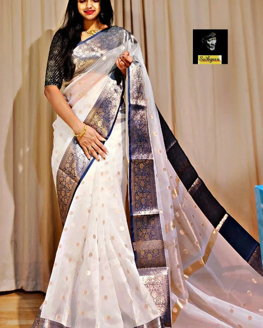 Banarasi Traditional wear Organza Butti pattern Sarees