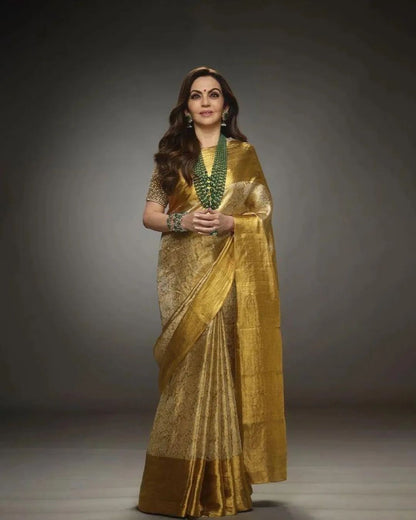 Celebrity inspired premium Tissue Silk saree for wedding & Party's