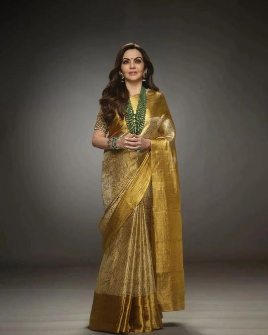 Celebrity inspired premium Tissue Silk saree for wedding & Party's