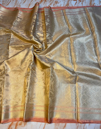 Banarasi Gold Tissue Silk Traditional wear Sarees with Blouse piece