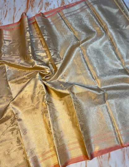 Banarasi Gold Tissue Silk Traditional wear Sarees with Blouse piece
