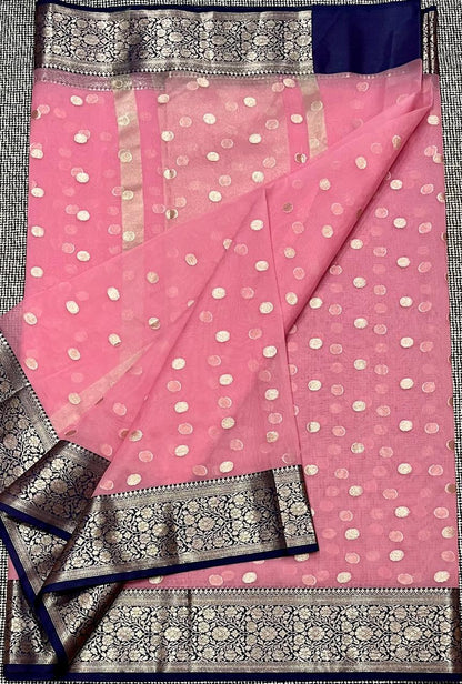 Traditional banarasi Bitti pattern Organza pink colour Saree