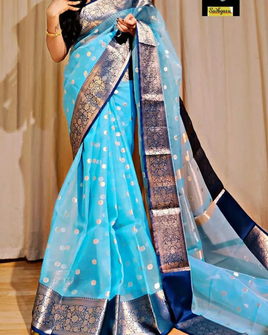 Banarasi traditional wear Butti pattern Organza saree
