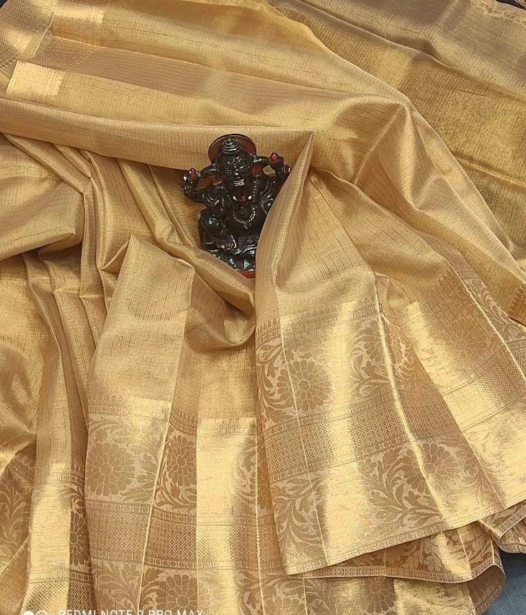 Gold premium tissue silk Sarees