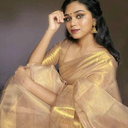 Gold premium tissue silk Sarees