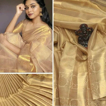 Gold premium tissue silk Sarees