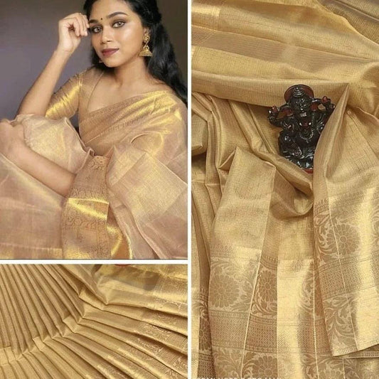 Gold premium tissue silk Sarees