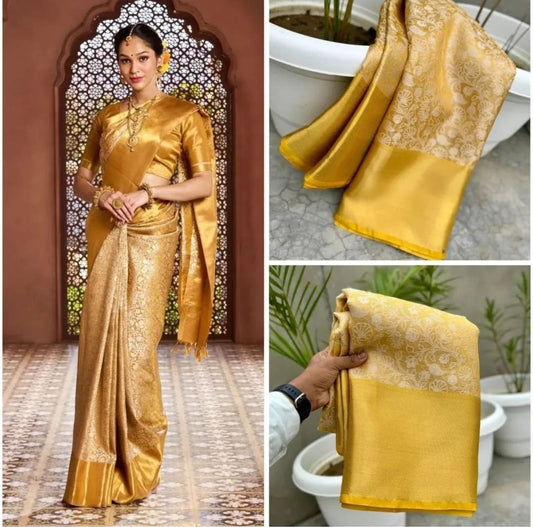 Banarasi Premium tissue Silk celebrity inspired Gold zari weaving sarees