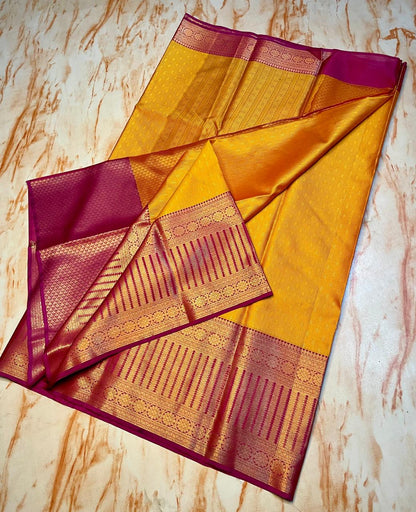 Attractive Kanjeevaram Soft Kora Muslin Skirt Zari weaving Border Saree