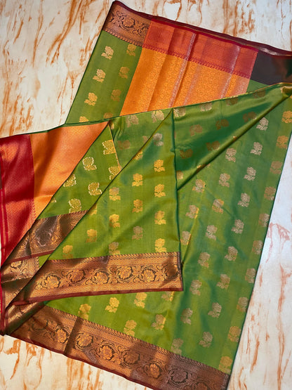 Trending Banarasi Soft Satin Silk Flower Pattern Gold Zari Weaving Traditional Sarees