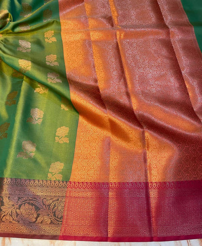 Trending Banarasi Soft Satin Silk Flower Pattern Gold Zari Weaving Traditional Sarees