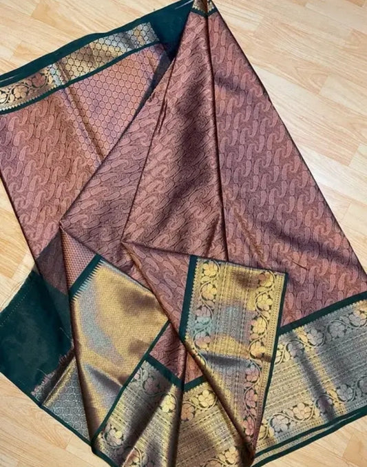 Kanjeevaram Trendy Color combination Zari weaving Skirt border saree