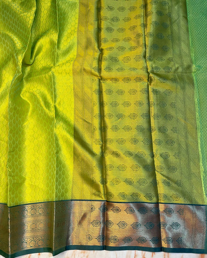 Parrot green Traditional wear zari weaving border sarees