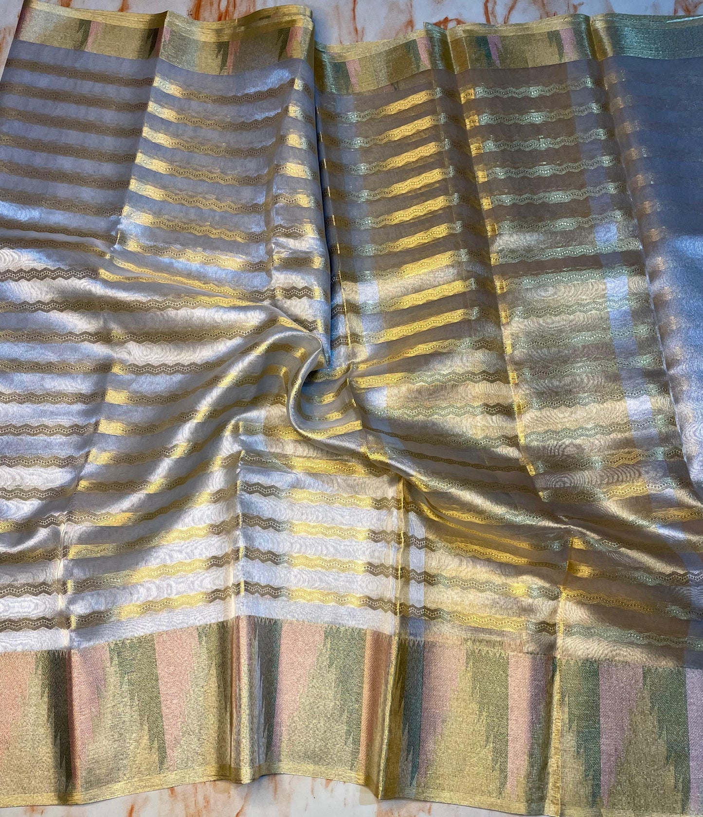 Attractive women's Silver zari Premium Tissue Silk saree